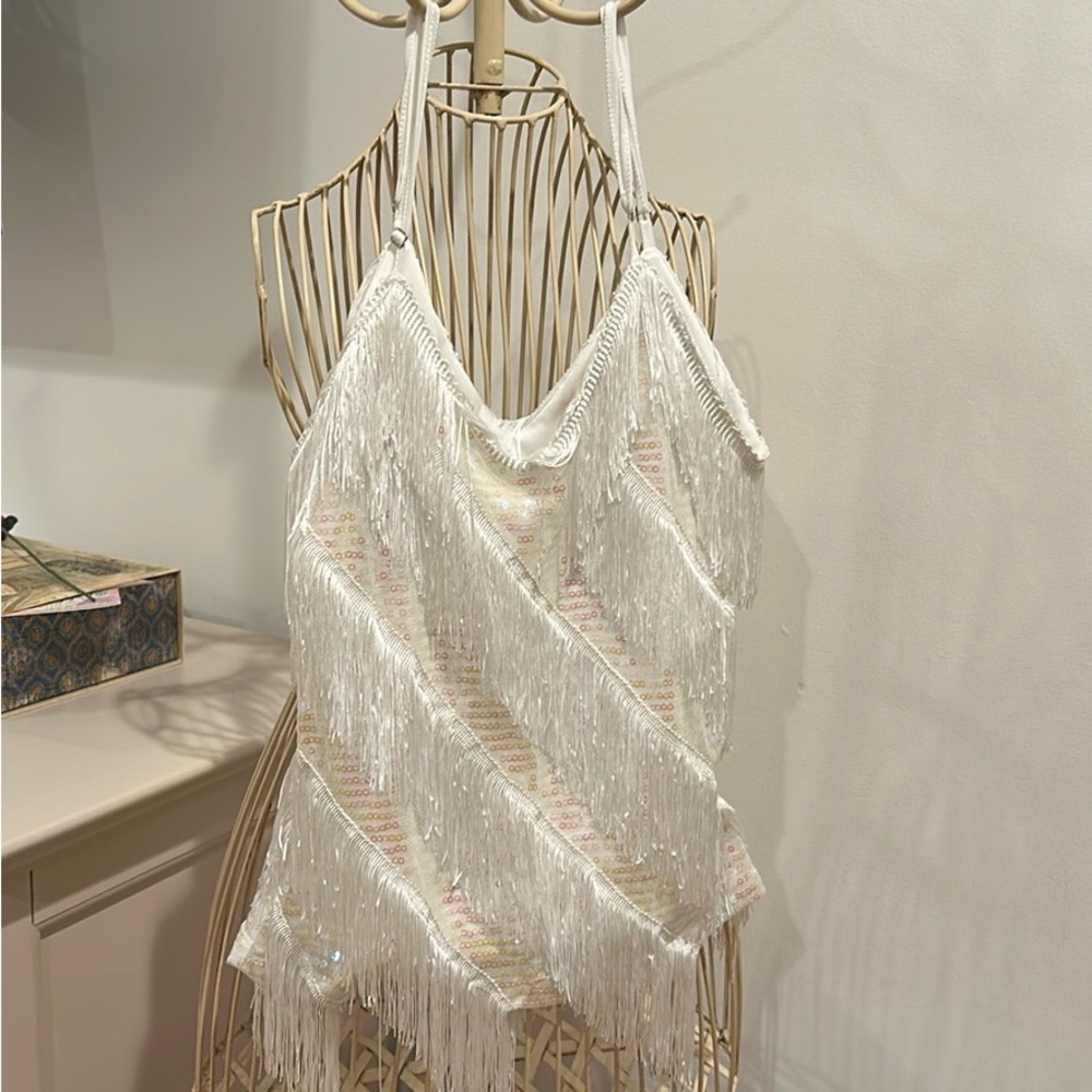 Elegant White Fringe Blouse